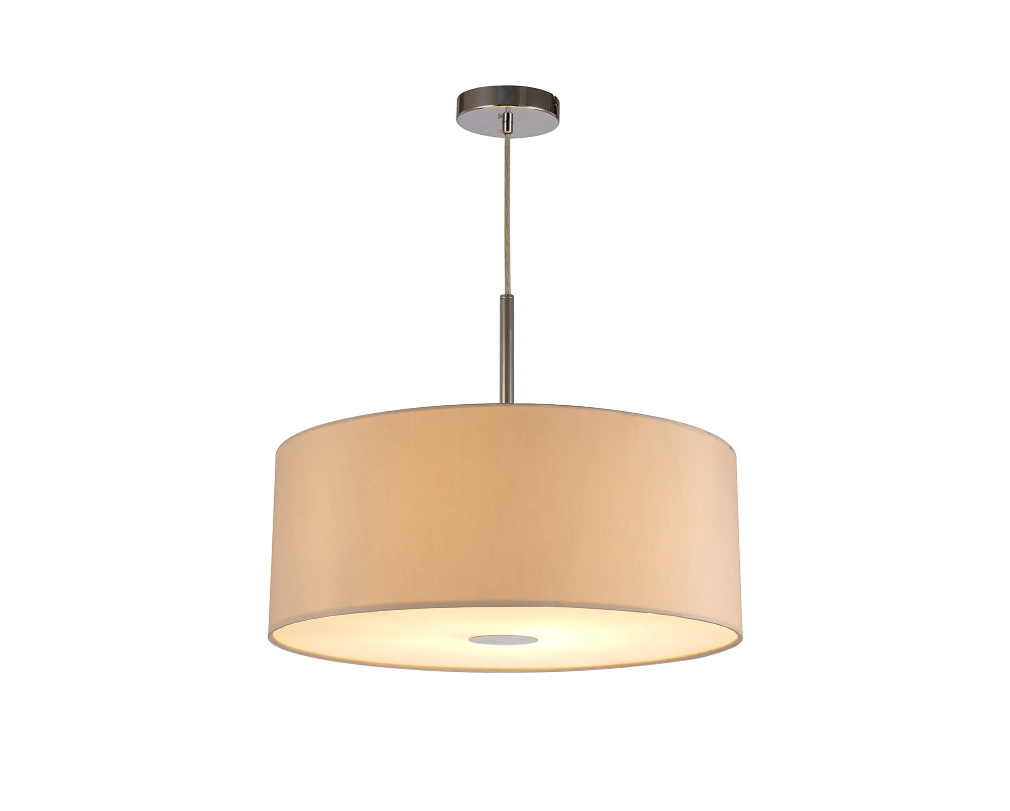 Baymont 50cm Pendant 1 Light Polished Chrome, Nude Beige/Moonlight, Frosted Diffuser DK0144  Deco Baymont CH NU
